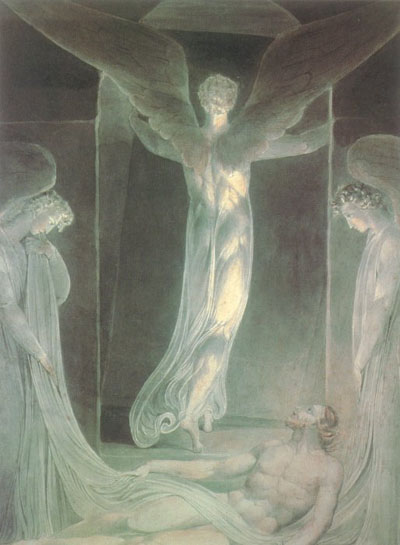 William Blake (British, 1757-1827), Angels Rolling Away the Stone from the Sepulchre