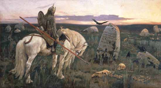 Victor Mikhailovich Vasnetsov, Rússia, 1848-1926, The knight at the crossroads