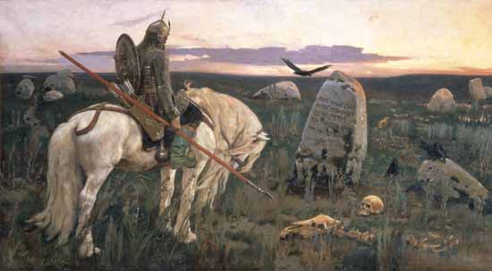 Victor Mikhailovich Vasnetsov, Rssia, 1848-1926, The knight at the crossroads